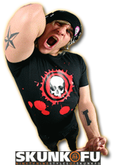 skunk fu comic boys tshirt skull small