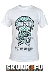 skunk fu product boys tshirt dog out weiss gruen small