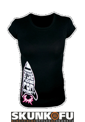 skunk fu product girls tshirt bombing for peace klein